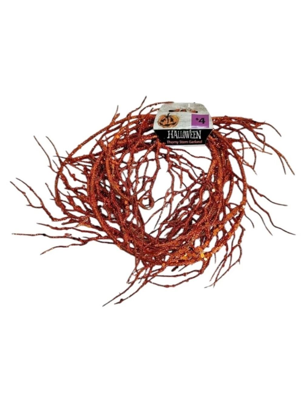 Halloween Orange Thorny Stem Garland - Decorative Holiday Vine